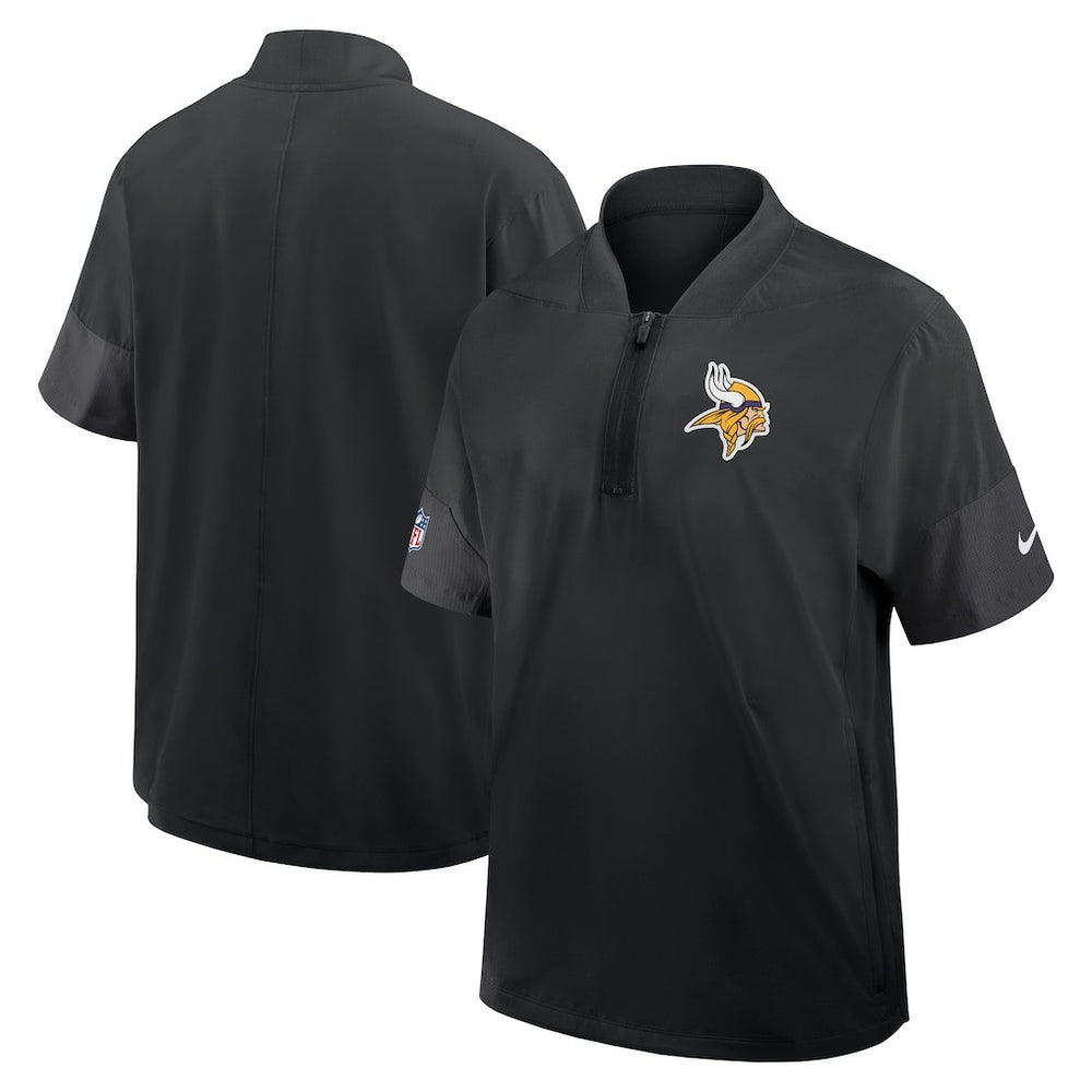 Minnesota Vikings Sideline Short Sleeve Quarter-Zip Dri-FIT Coach Jacket - Black - Nike