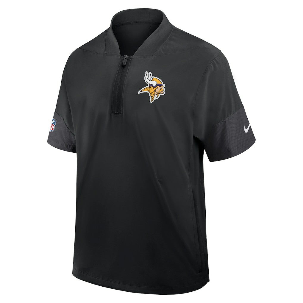 Minnesota Vikings Sideline Short Sleeve Quarter-Zip Dri-FIT Coach Jacket - Black - Nike