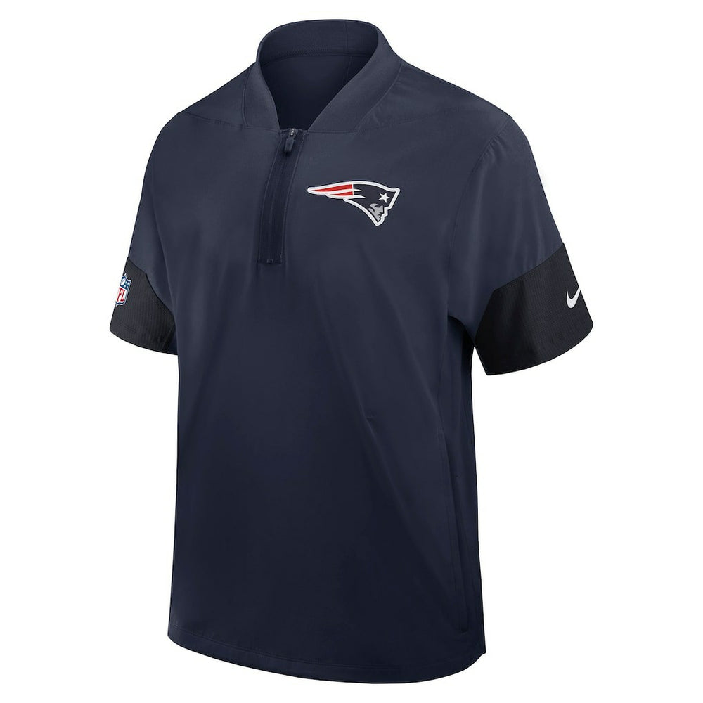 New England Patriots Sideline Short Sleeve Quarter-Zip Dri-FIT Coach Jacket - Navy - Nike