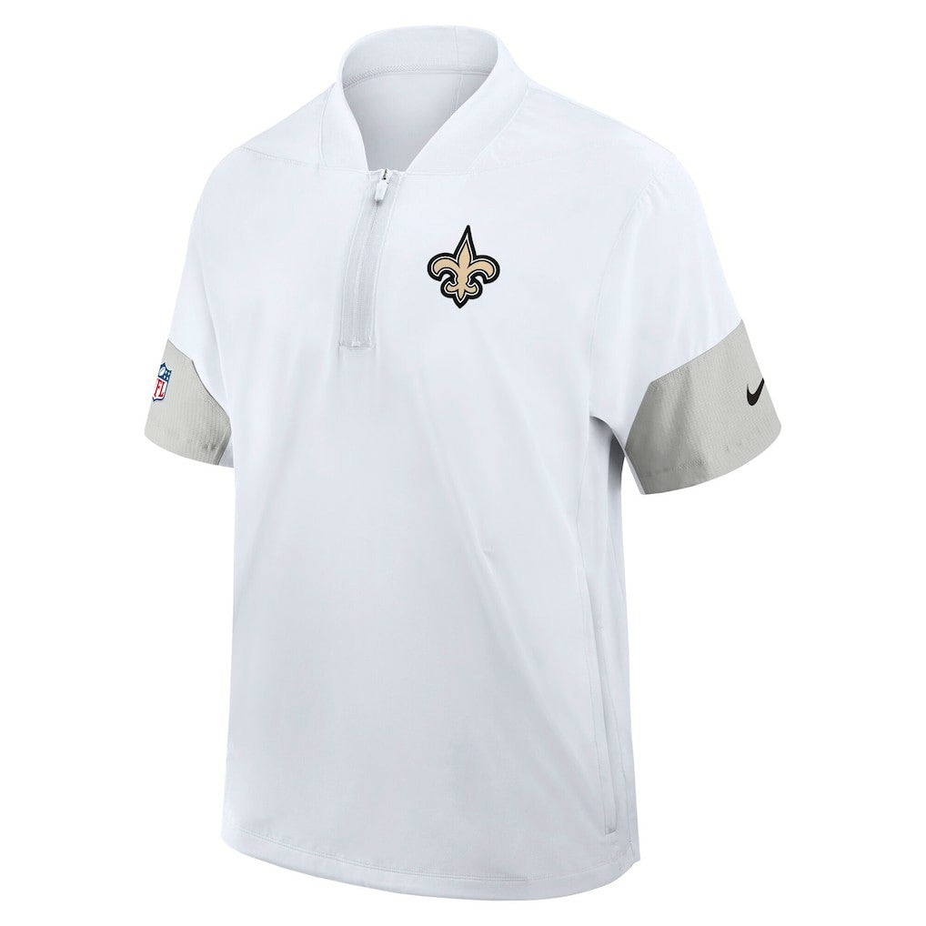 New Orleans Saints Sideline Short Sleeve Quarter-Zip Dri-FIT Coach Jacket - White - Nike
