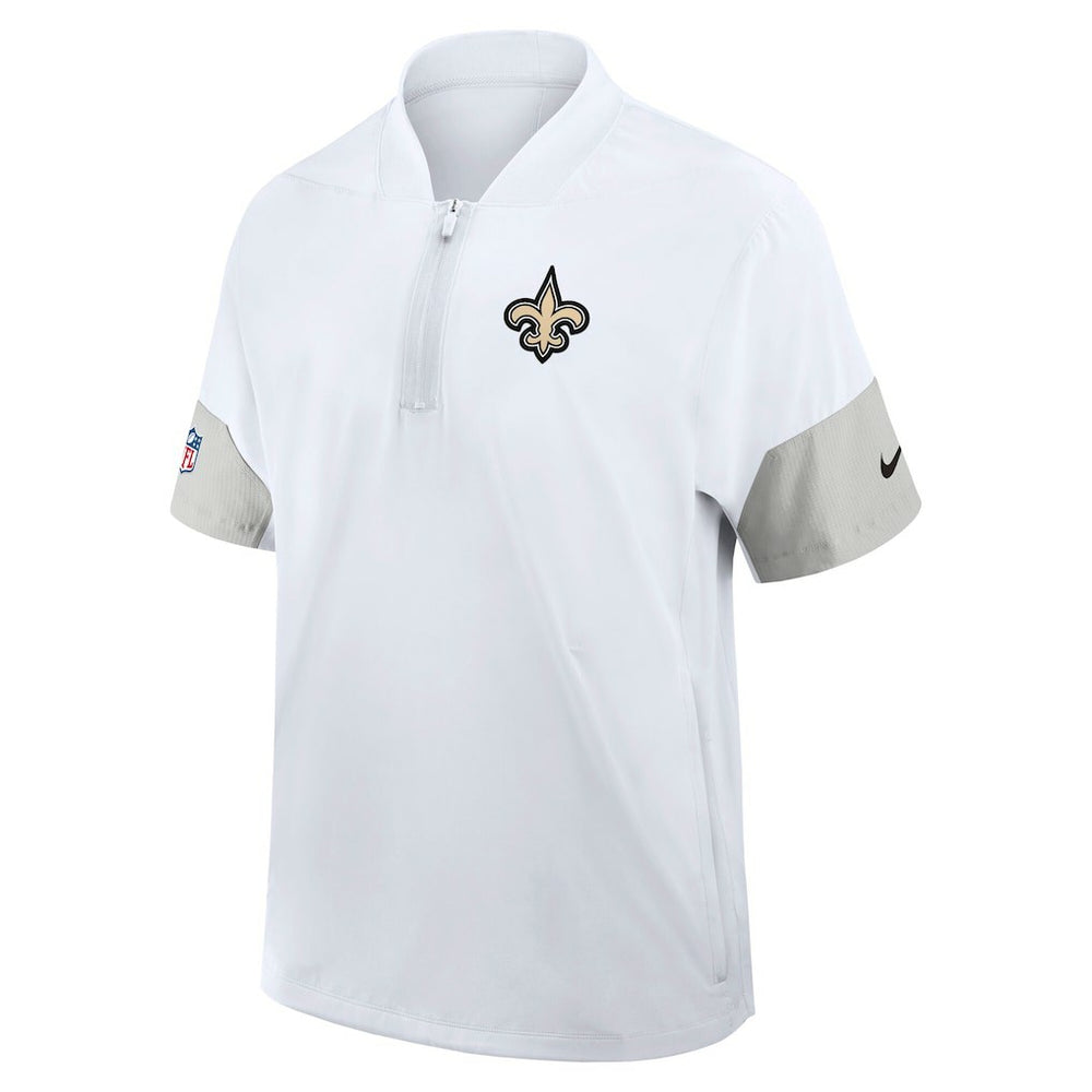 New Orleans Saints Sideline Short Sleeve Quarter-Zip Dri-FIT Coach Jacket - White - Nike