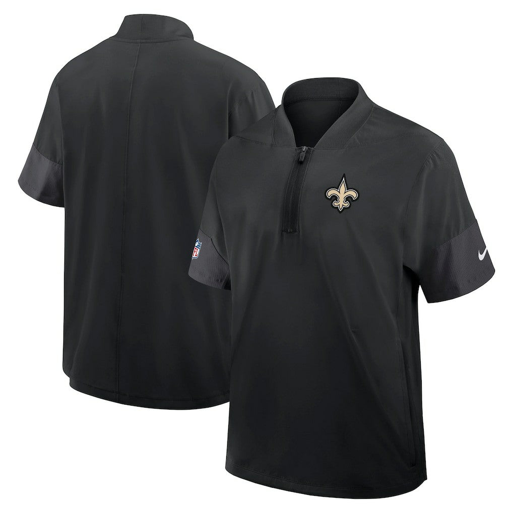 New Orleans Saints Sideline Short Sleeve Quarter-Zip Dri-FIT Coach Jacket - Black - Nike