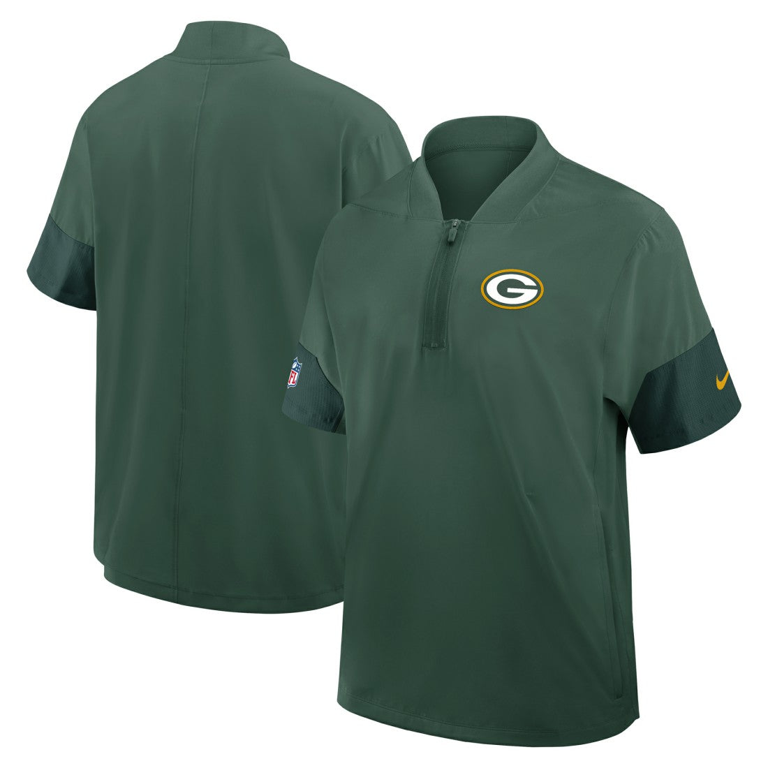 Green Bay Packers Sideline Short Sleeve Quarter-Zip Dri-FIT Coach Jacket - Green - Nike