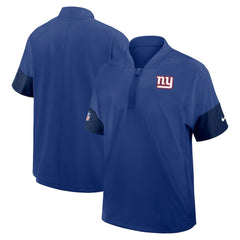 New York Giants Sideline Short Sleeve Quarter-Zip Dri-FIT Coach Jacket - Royal - Nike