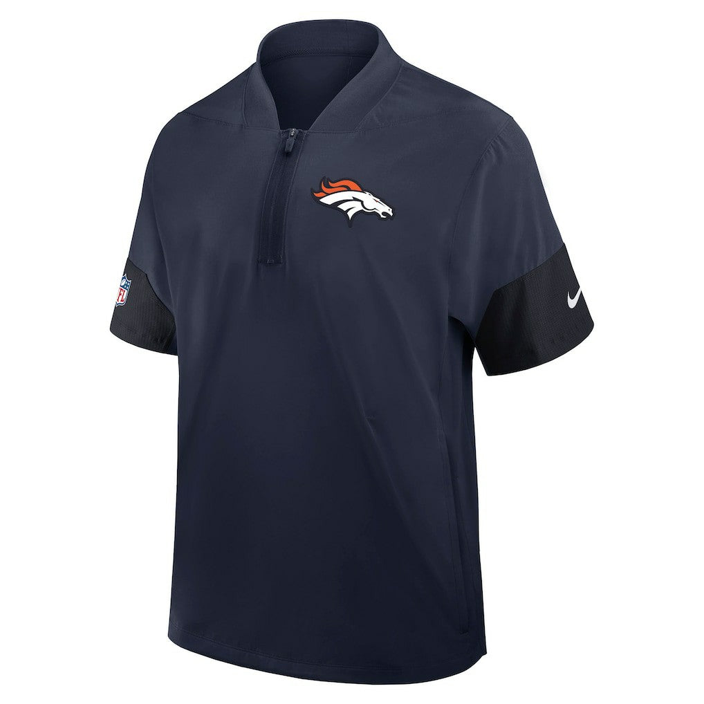 Denver Broncos Sideline Short Sleeve Quarter-Zip Dri-FIT Coach Jacket - Navy - Nike