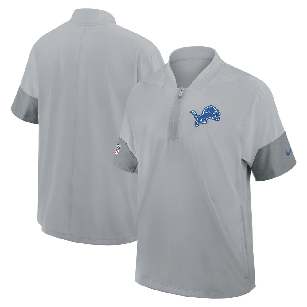 Detroit Lions Sideline Short Sleeve Quarter-Zip Dri-FIT Coach Jacket - Gray - Nike