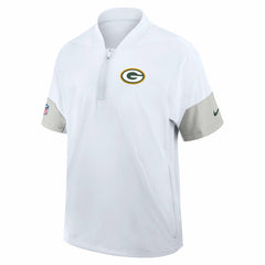 Green Bay Packers Sideline Short Sleeve Quarter-Zip Dri-FIT Coach Jacket - White - Nike