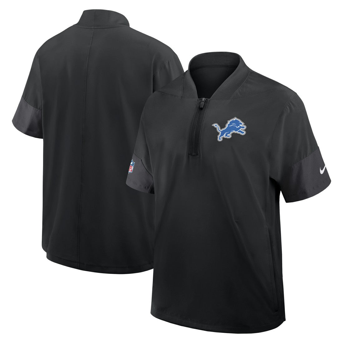 Detroit Lions Sideline Short Sleeve Quarter-Zip Dri-FIT Coach Jacket - Black - Nike