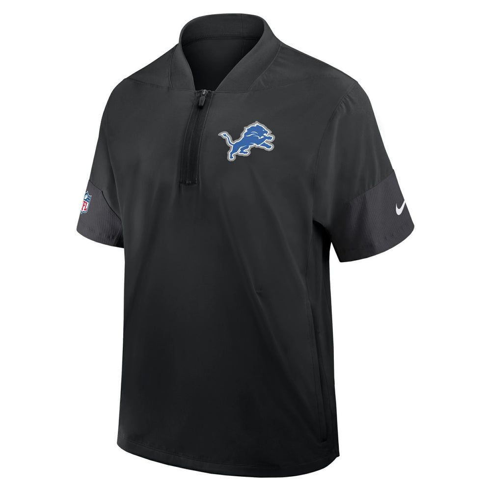 Detroit Lions Sideline Short Sleeve Quarter-Zip Dri-FIT Coach Jacket - Black - Nike