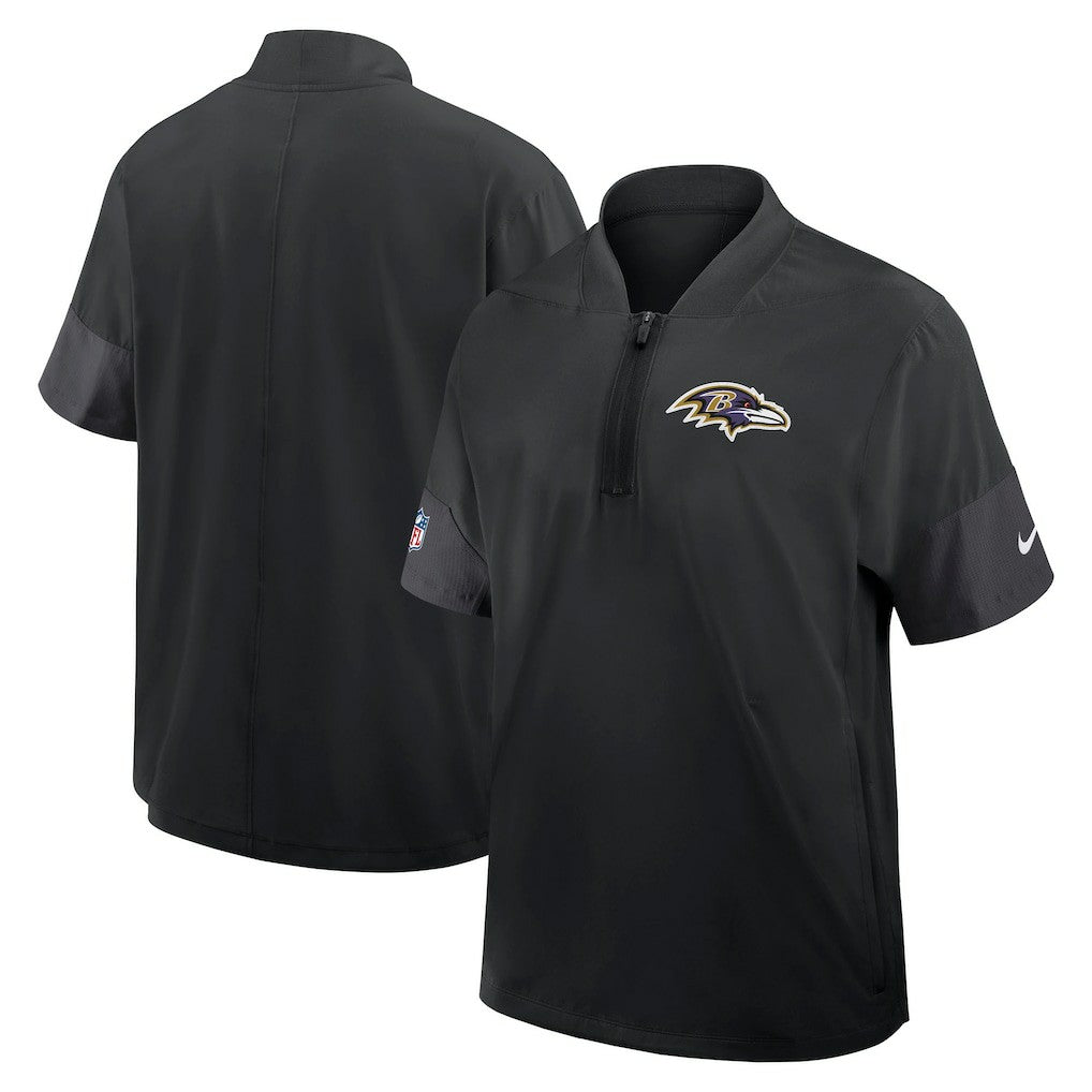 Baltimore Ravens Sideline Short Sleeve Quarter-Zip Dri-FIT Coach Jacket - Black - Nike