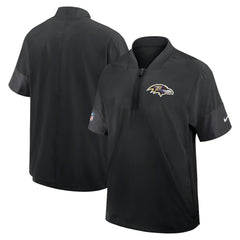 Baltimore Ravens Sideline Short Sleeve Quarter-Zip Dri-FIT Coach Jacket - Black - Nike