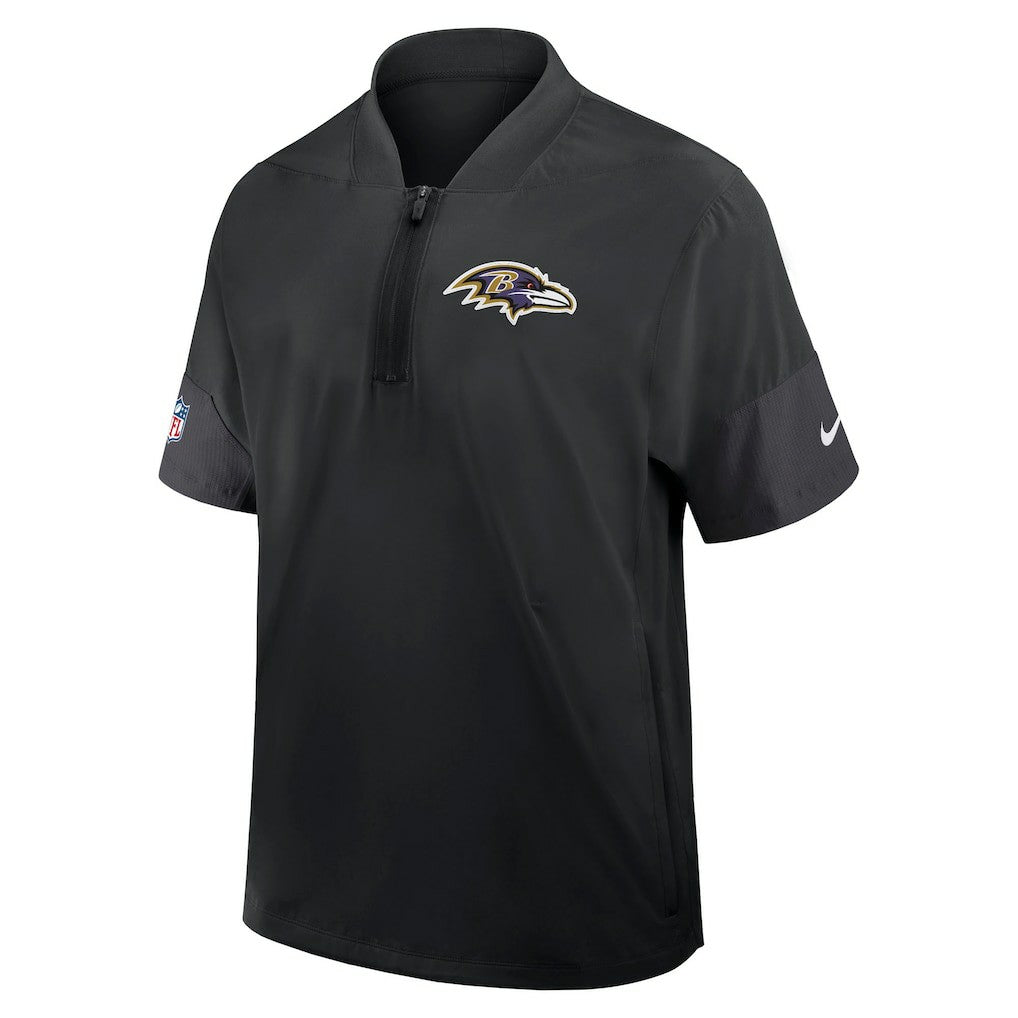 Baltimore Ravens Sideline Short Sleeve Quarter-Zip Dri-FIT Coach Jacket - Black - Nike