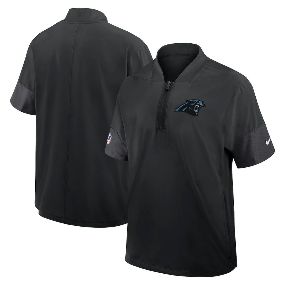 Carolina Panthers Sideline Short Sleeve Quarter-Zip Dri-FIT Coach Jacket - Black - Nike