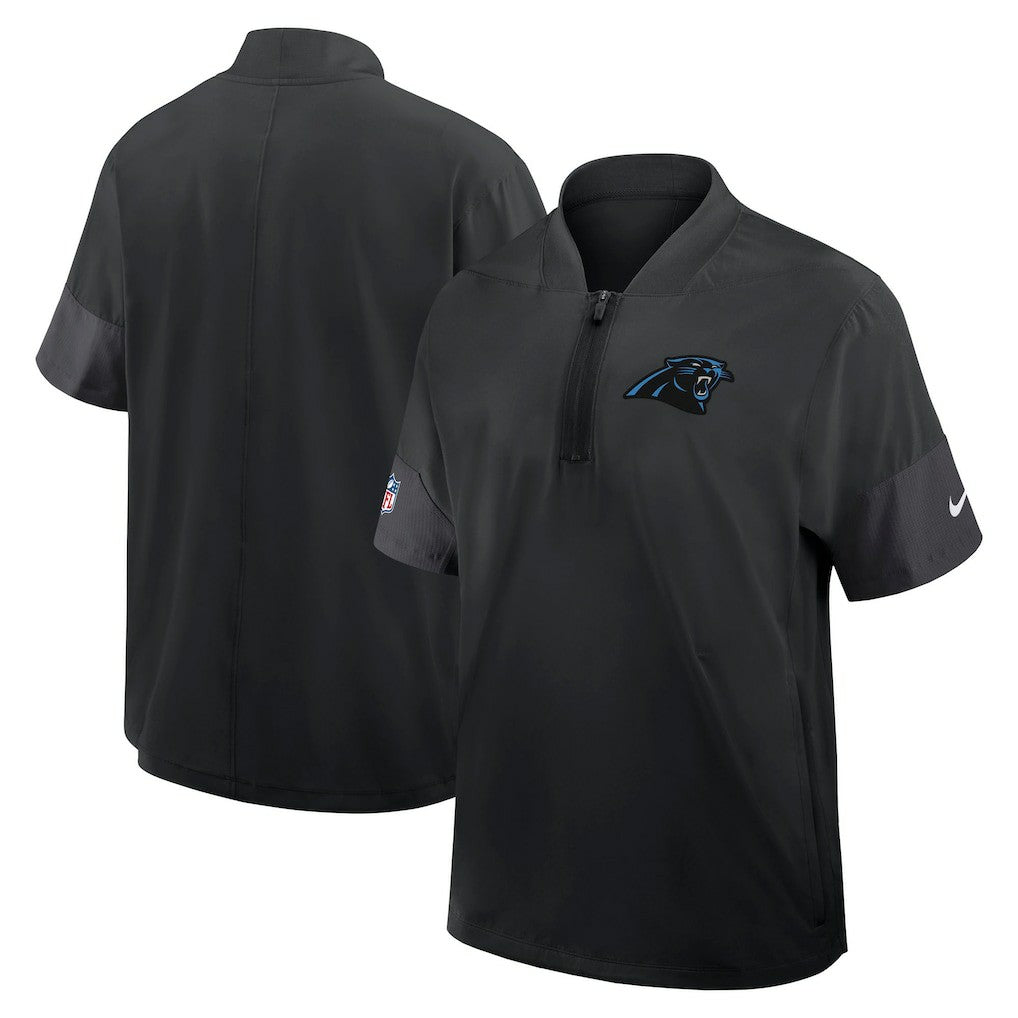 Carolina Panthers Sideline Short Sleeve Quarter-Zip Dri-FIT Coach Jacket - Black - Nike