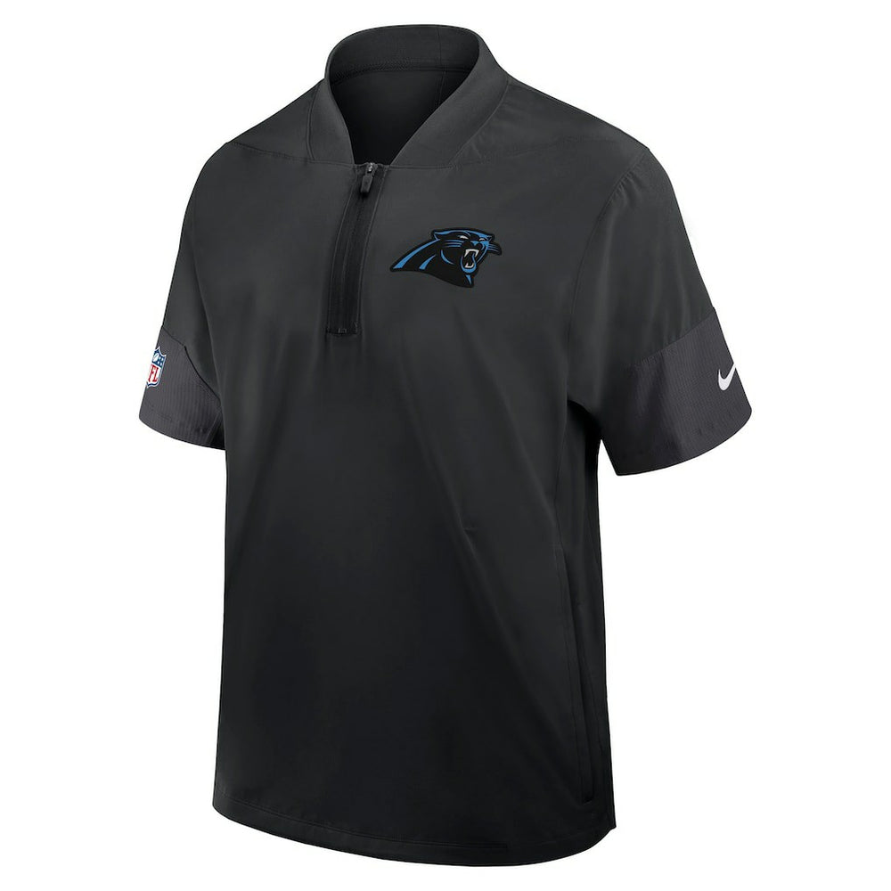 Carolina Panthers Sideline Short Sleeve Quarter-Zip Dri-FIT Coach Jacket - Black - Nike