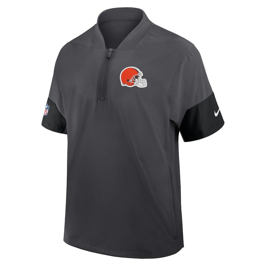 Cleveland Browns Sideline Short Sleeve Quarter-Zip Dri-FIT Coach Jacket - Anthracite - Nike