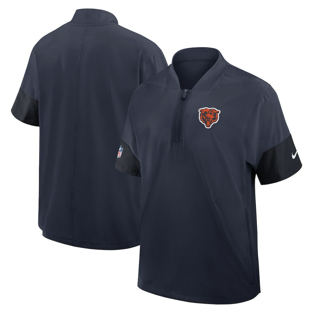Chicago Bears Sideline Short Sleeve Quarter-Zip Dri-FIT Coach Jacket - Navy - Nike