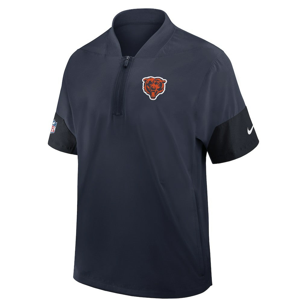 Chicago Bears Sideline Short Sleeve Quarter-Zip Dri-FIT Coach Jacket - Navy - Nike