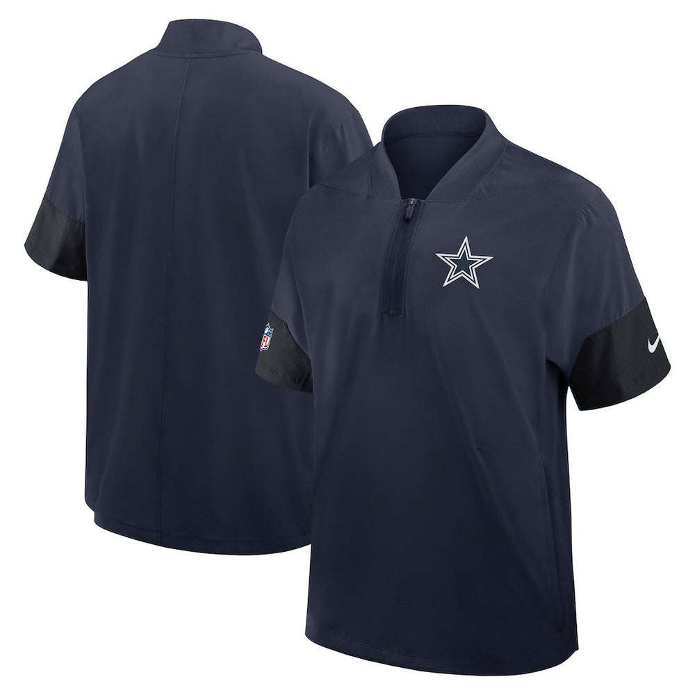 Dallas Cowboys Sideline Short Sleeve Quarter-Zip Dri-FIT Coach Jacket - Navy - Nike