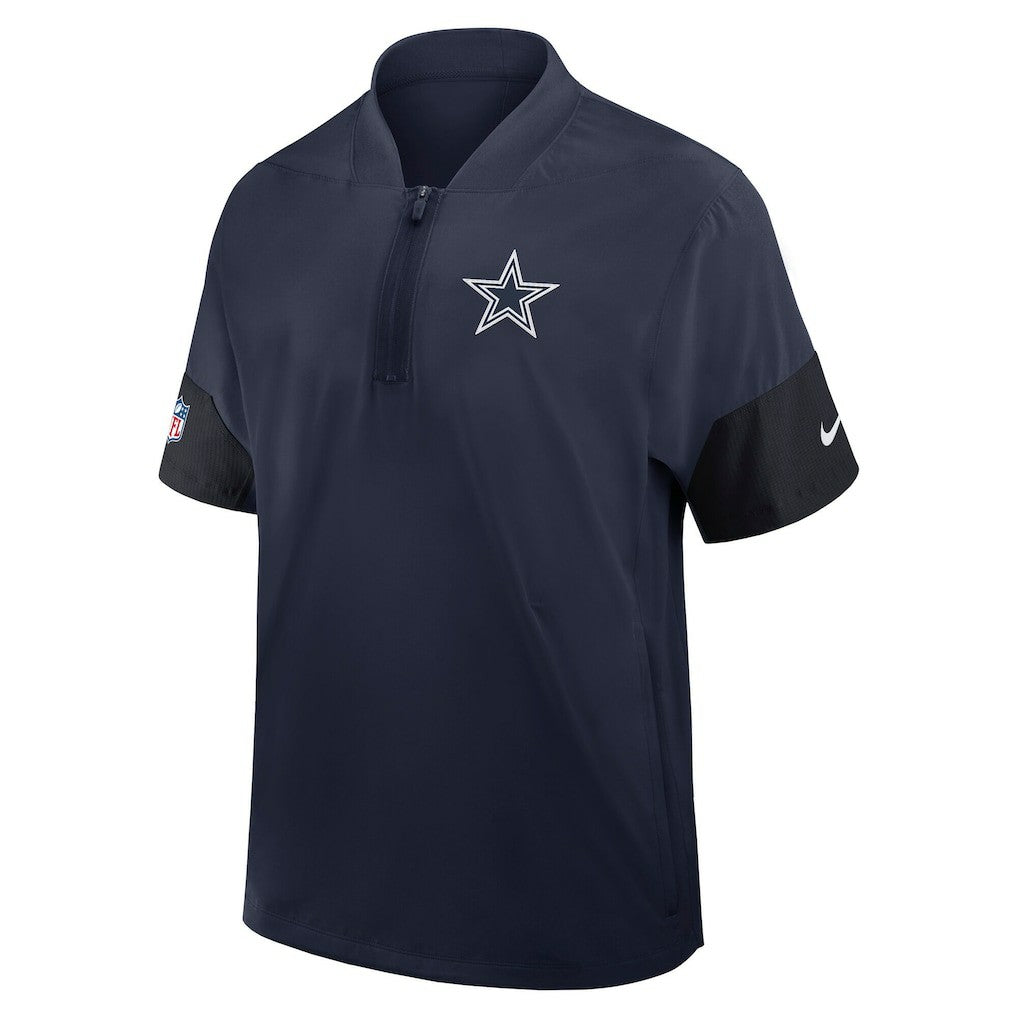 Dallas Cowboys Sideline Short Sleeve Quarter-Zip Dri-FIT Coach Jacket - Navy - Nike