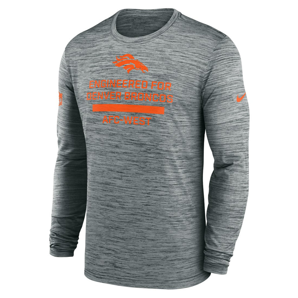 Denver Broncos Sideline Velocity Performance Long Sleeve T-Shirt - Gray - Nike