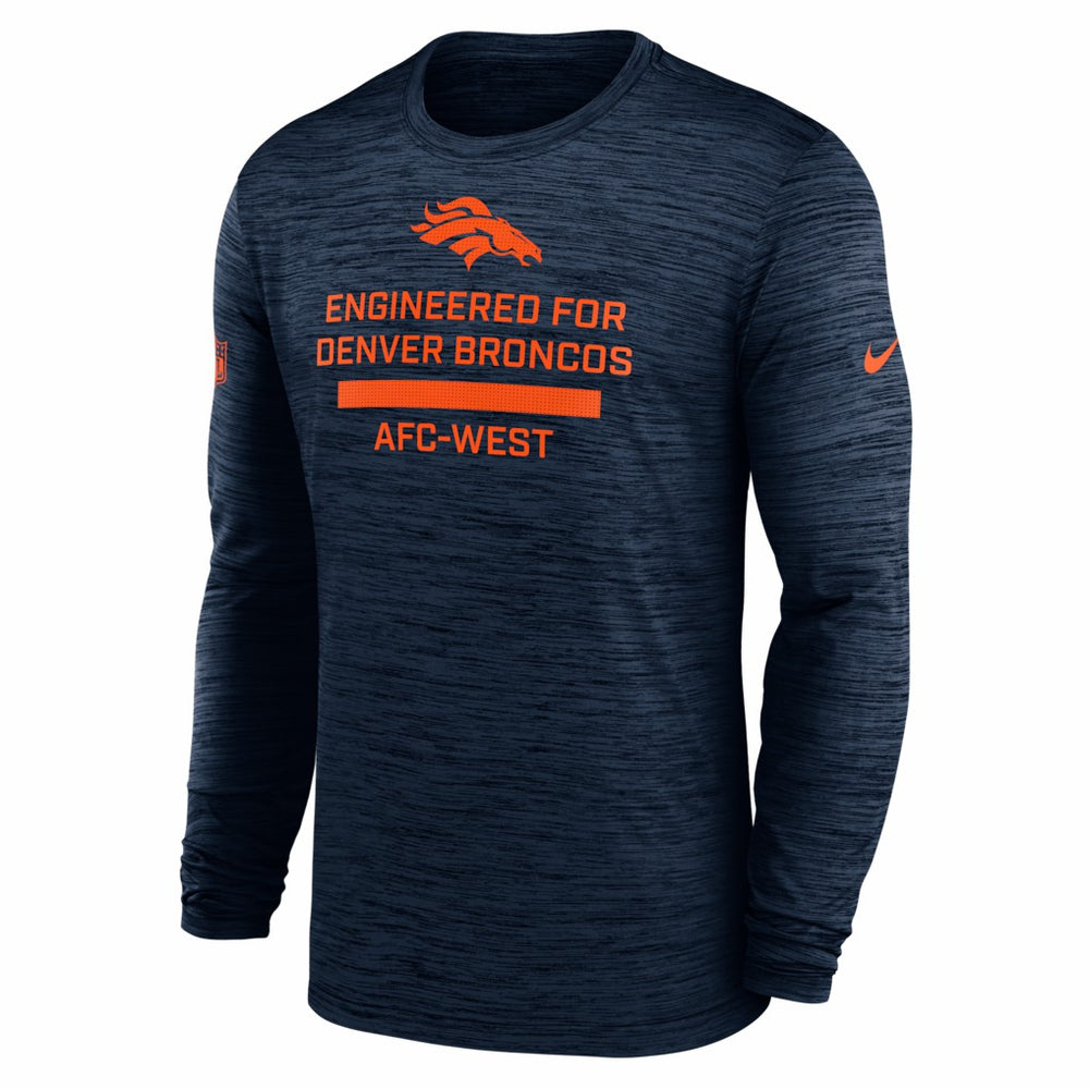 Denver Broncos Sideline Velocity Performance Long Sleeve T-Shirt - Navy - Nike