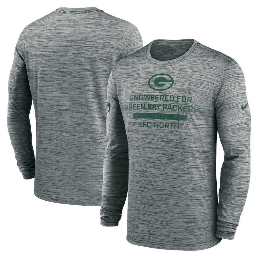 Green Bay Packers Sideline Velocity Performance Long Sleeve T-Shirt - Gray - Nike