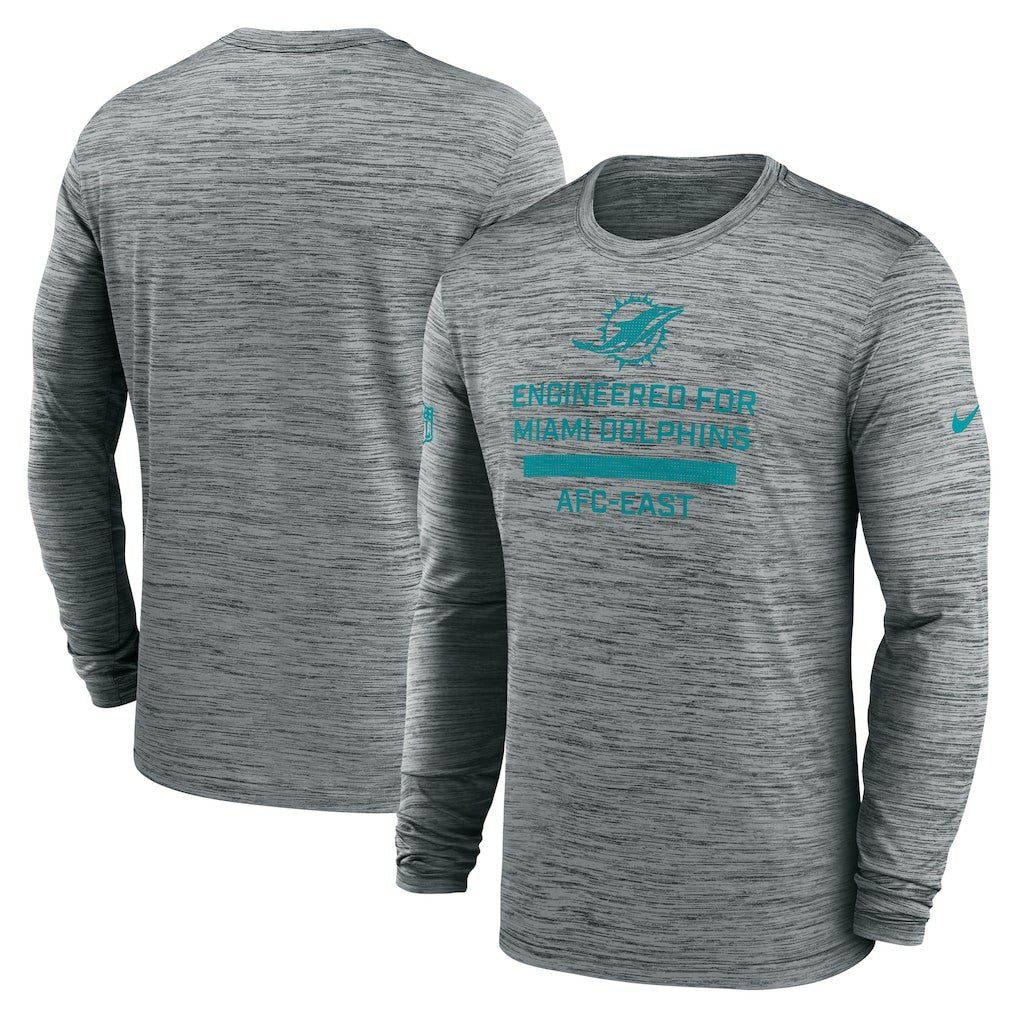 Miami Dolphins Sideline Velocity Performance Long Sleeve T-Shirt - Gray - Nike