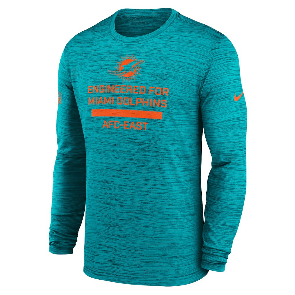 Miami Dolphins Sideline Velocity Performance Long Sleeve T-Shirt - Aqua - Nike