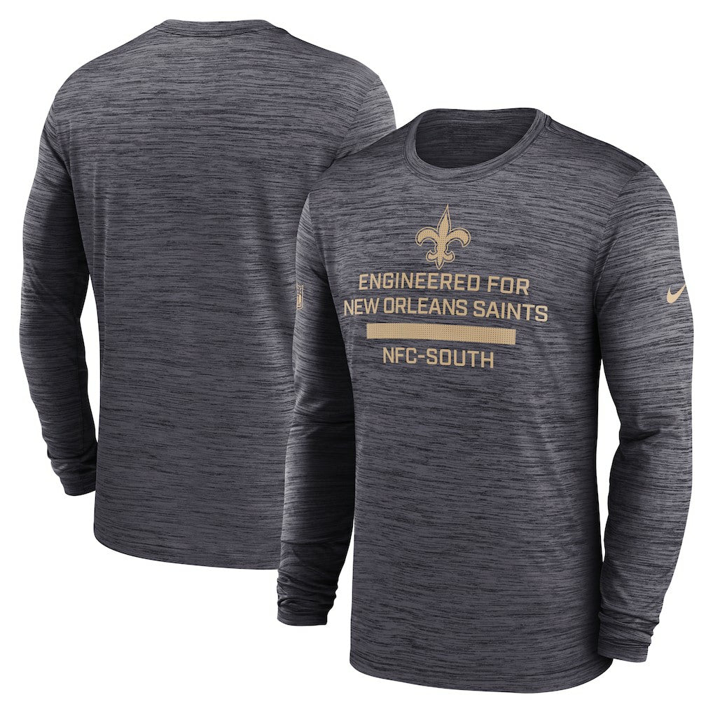 New Orleans Saints Sideline Velocity Performance Long Sleeve T-Shirt - Black - Nike