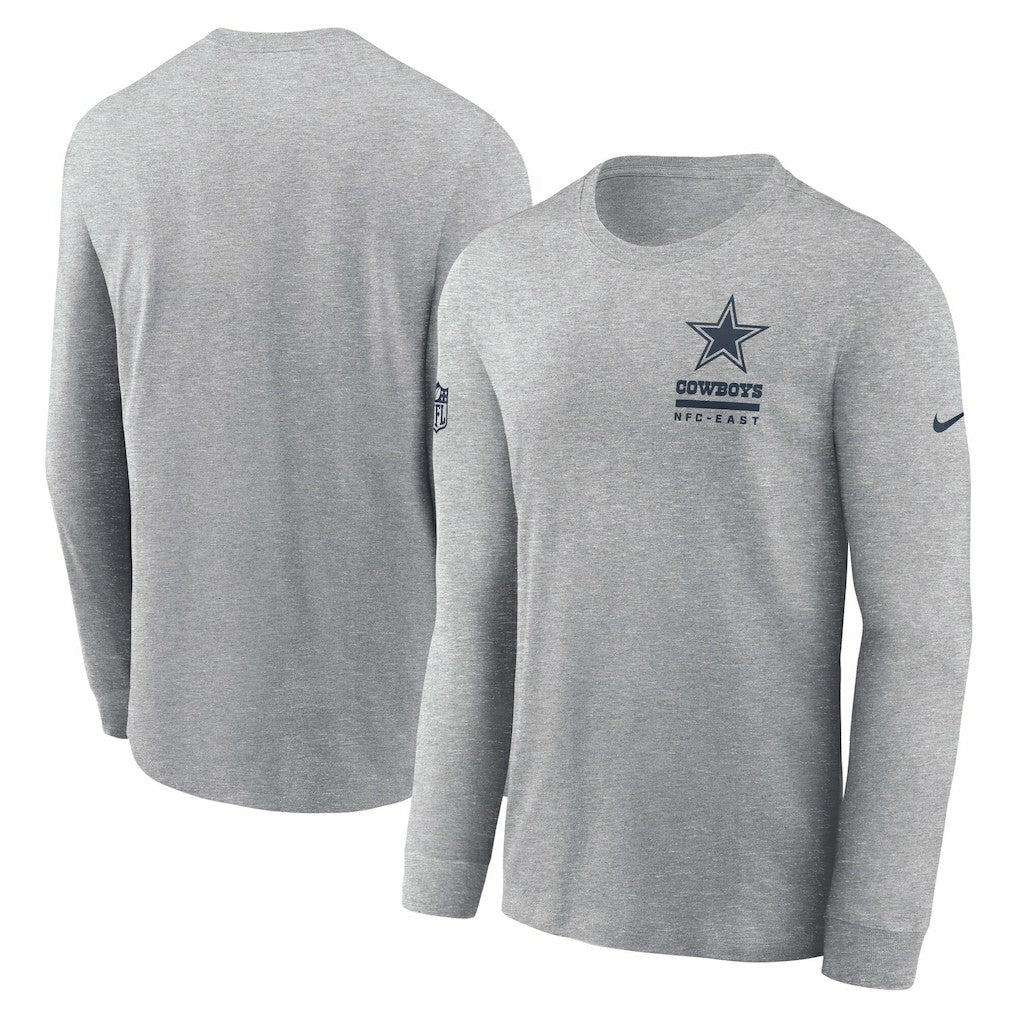 Dallas Cowboys Sideline Dri-FIT Long Sleeve T-Shirt - Heather Gray - Nike