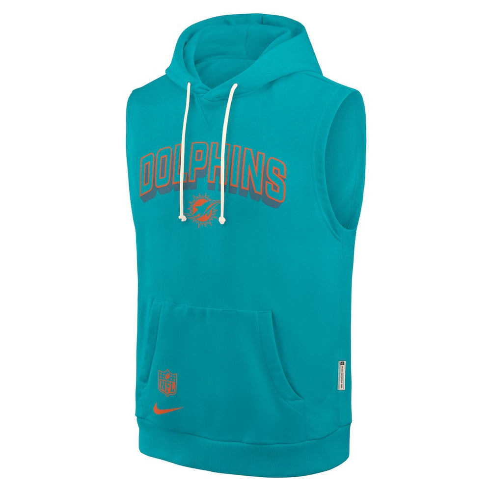 Miami Dolphins Sideline Standard Issue Dri-FIT Sleeveless Hoodie - Aqua - Nike