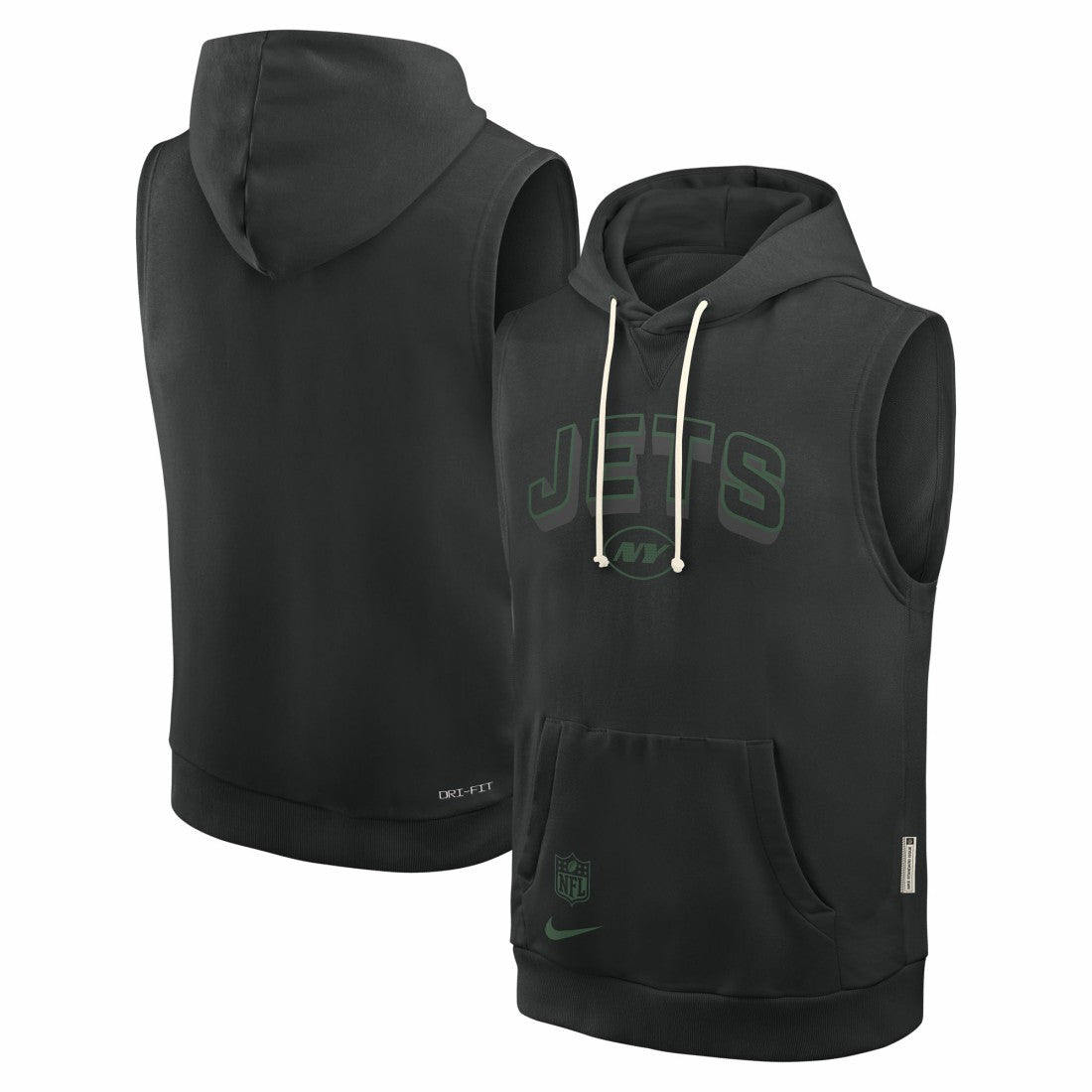 New York Jets Sideline Standard Issue Dri-FIT Sleeveless Hoodie - Black - Nike