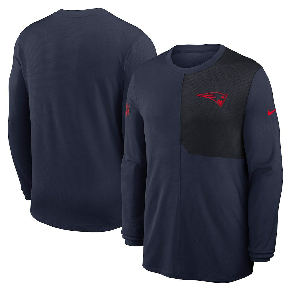 New England Patriots Sideline Coach UV Dri-FIT Long Sleeve Shirt - Navy - Nike