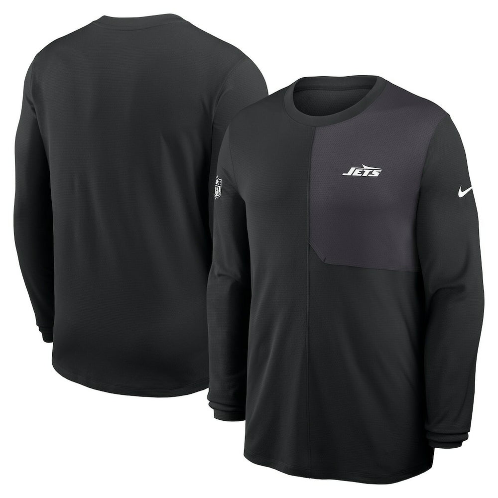 New York Jets Sideline Coach UV Dri-FIT Long Sleeve Shirt - Black - Nike