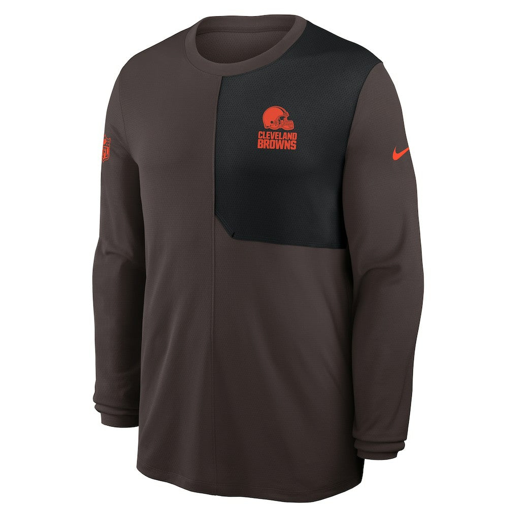 Cleveland Browns Sideline Coach UV Dri-FIT Long Sleeve Shirt - Brown - Nike