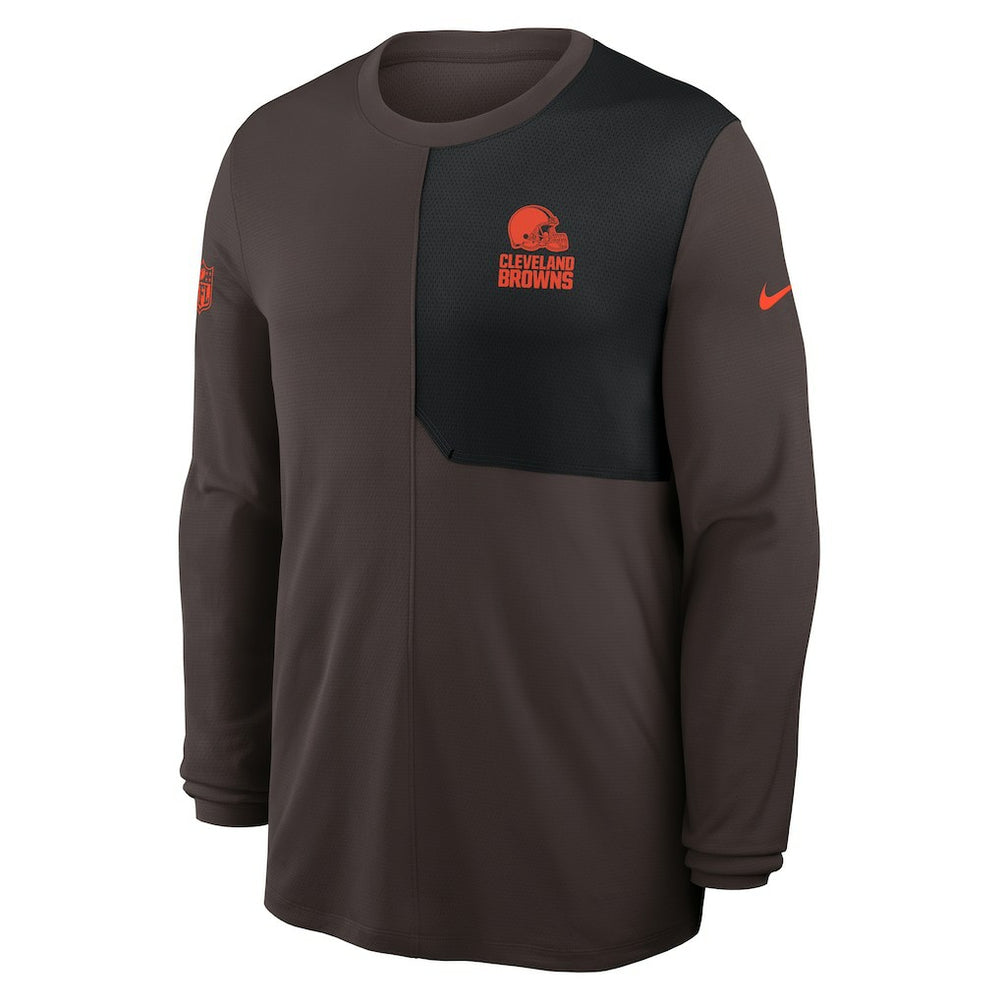 Cleveland Browns Sideline Coach UV Dri-FIT Long Sleeve Shirt - Brown - Nike