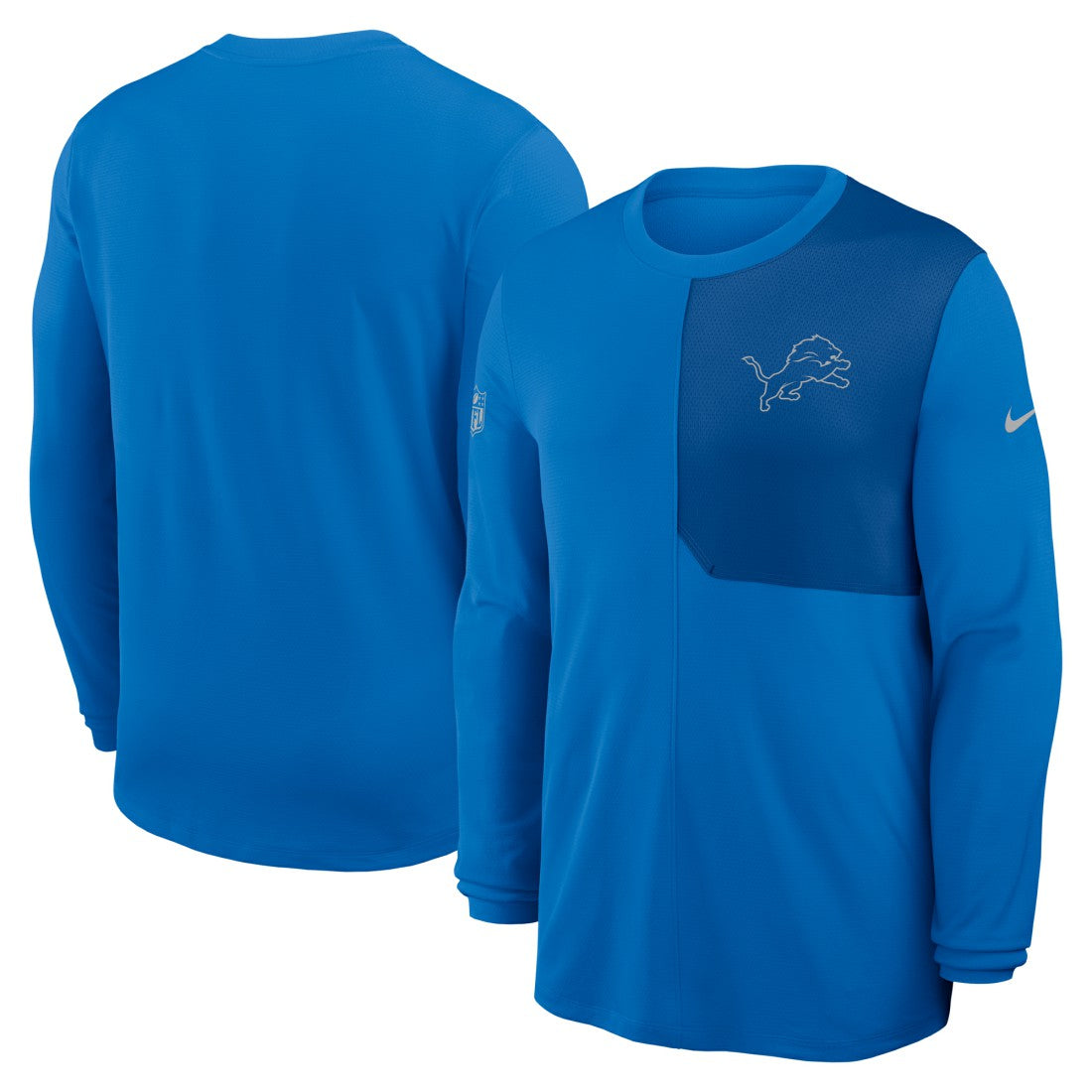 Detroit Lions Sideline Coach UV Dri-FIT Long Sleeve Shirt - Blue - Nike