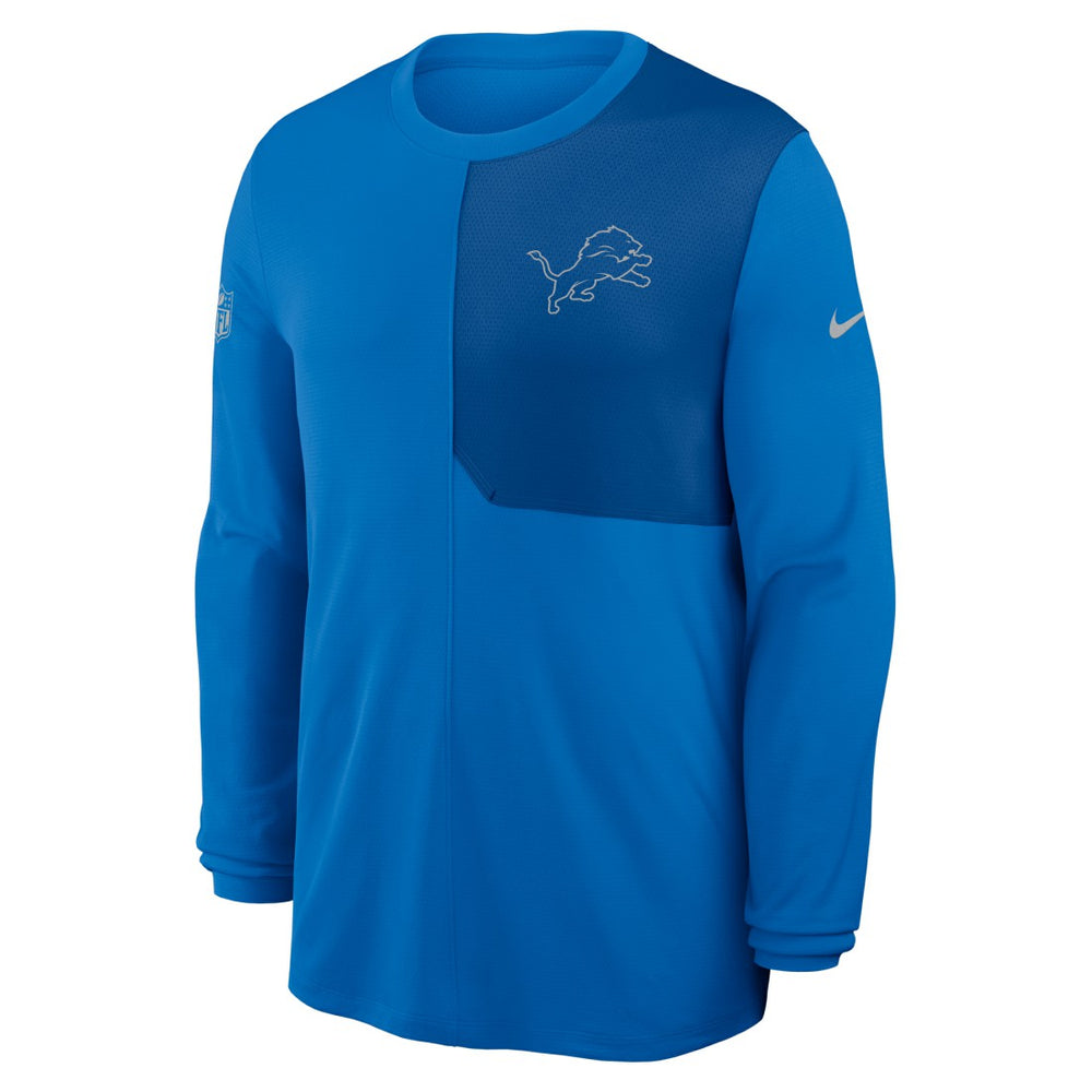 Detroit Lions Sideline Coach UV Dri-FIT Long Sleeve Shirt - Blue - Nike