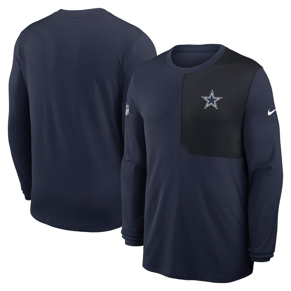 Dallas Cowboys Sideline Coach UV Dri-FIT Long Sleeve Shirt - Navy - Nike