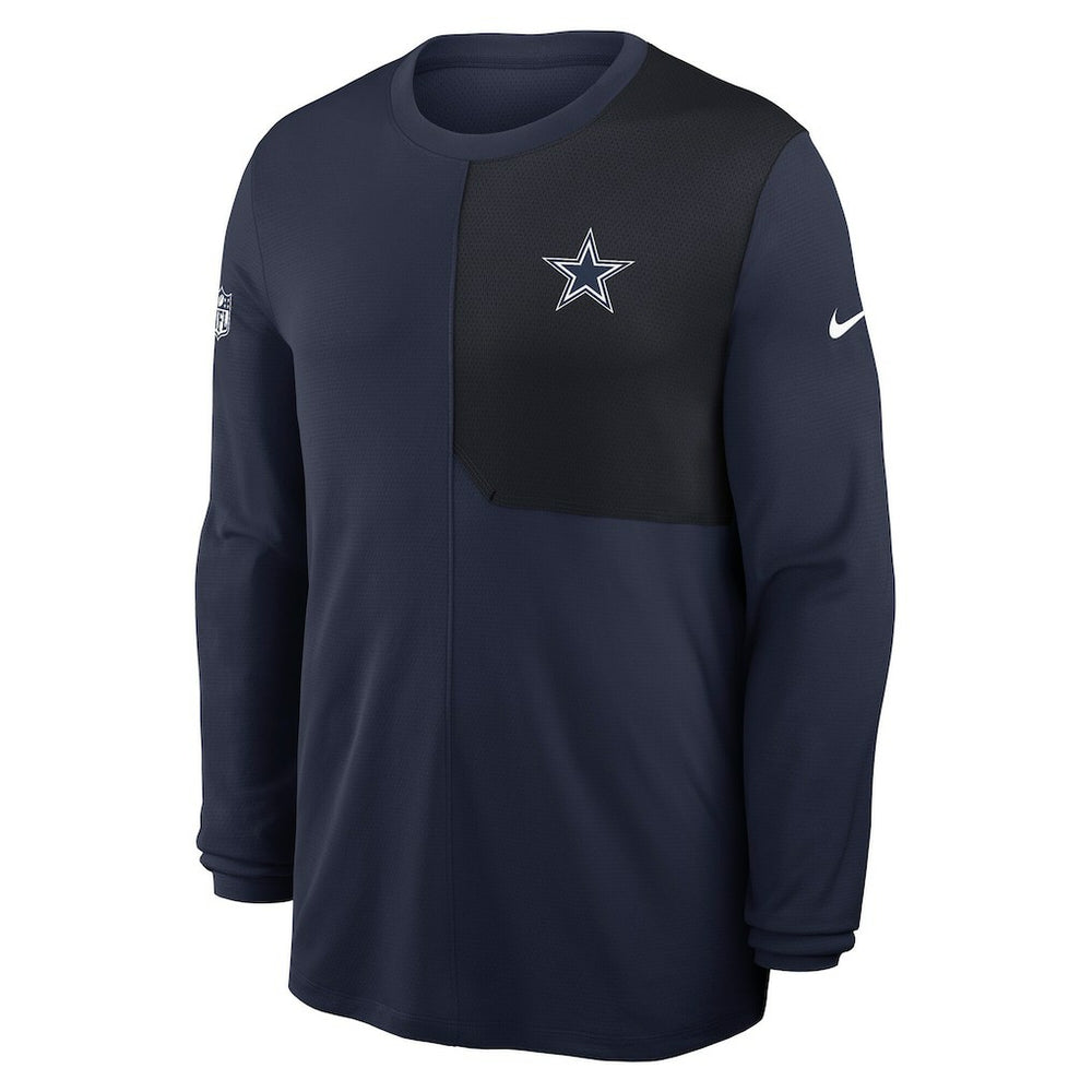 Dallas Cowboys Sideline Coach UV Dri-FIT Long Sleeve Shirt - Navy - Nike