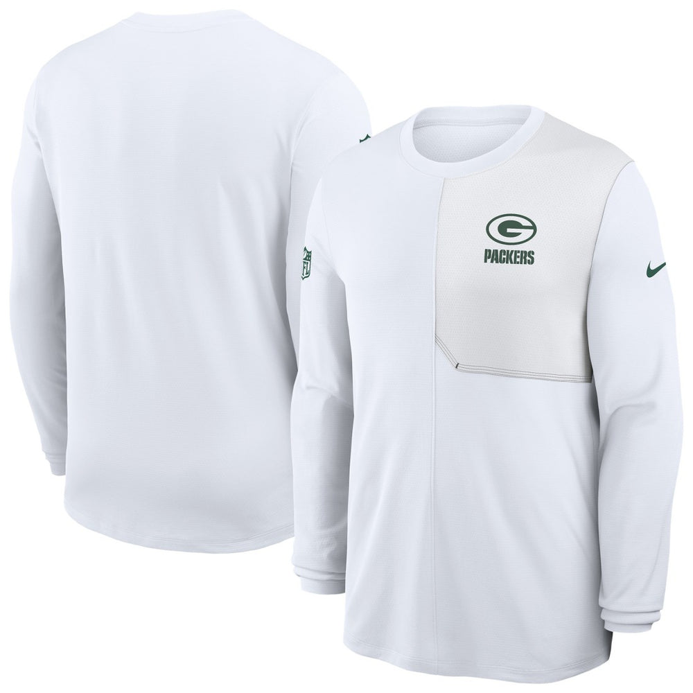 Green Bay Packers Sideline Coach UV Dri-FIT Long Sleeve Shirt - White - Nike