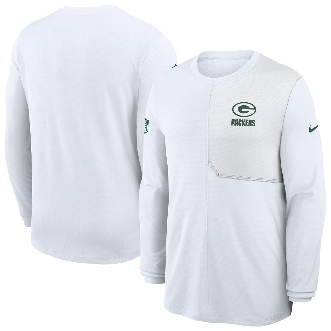 Green Bay Packers Sideline Coach UV Dri-FIT Long Sleeve Shirt - White - Nike