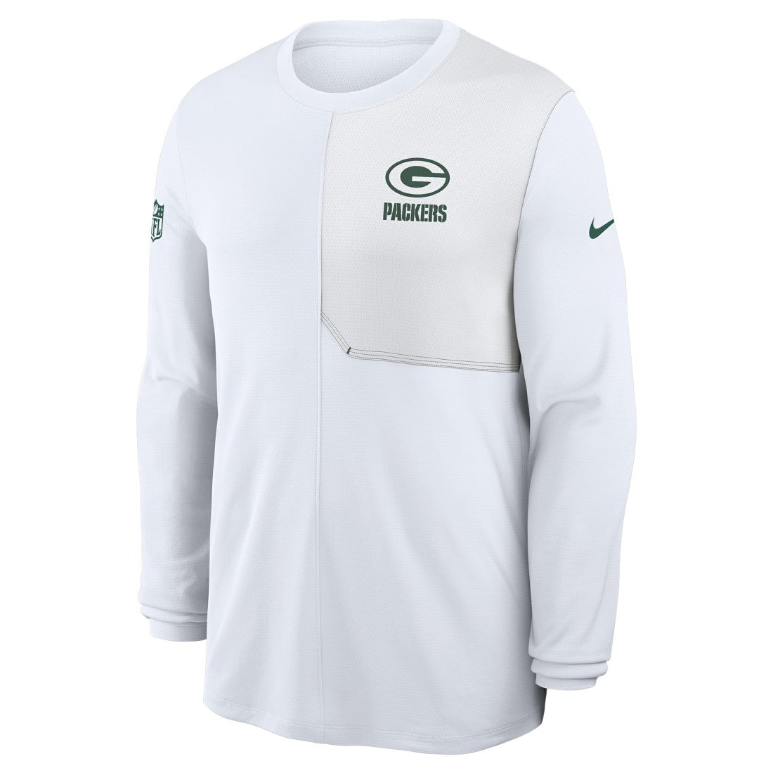Green Bay Packers Sideline Coach UV Dri-FIT Long Sleeve Shirt - White - Nike