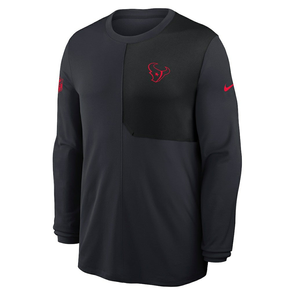 Houston Texans Sideline Coach UV Dri-FIT Long Sleeve Shirt - Navy - Nike