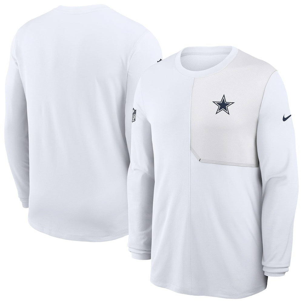 Dallas Cowboys Sideline Coach UV Dri-FIT Long Sleeve Shirt - White - Nike