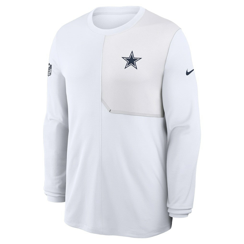 Dallas Cowboys Sideline Coach UV Dri-FIT Long Sleeve Shirt - White - Nike