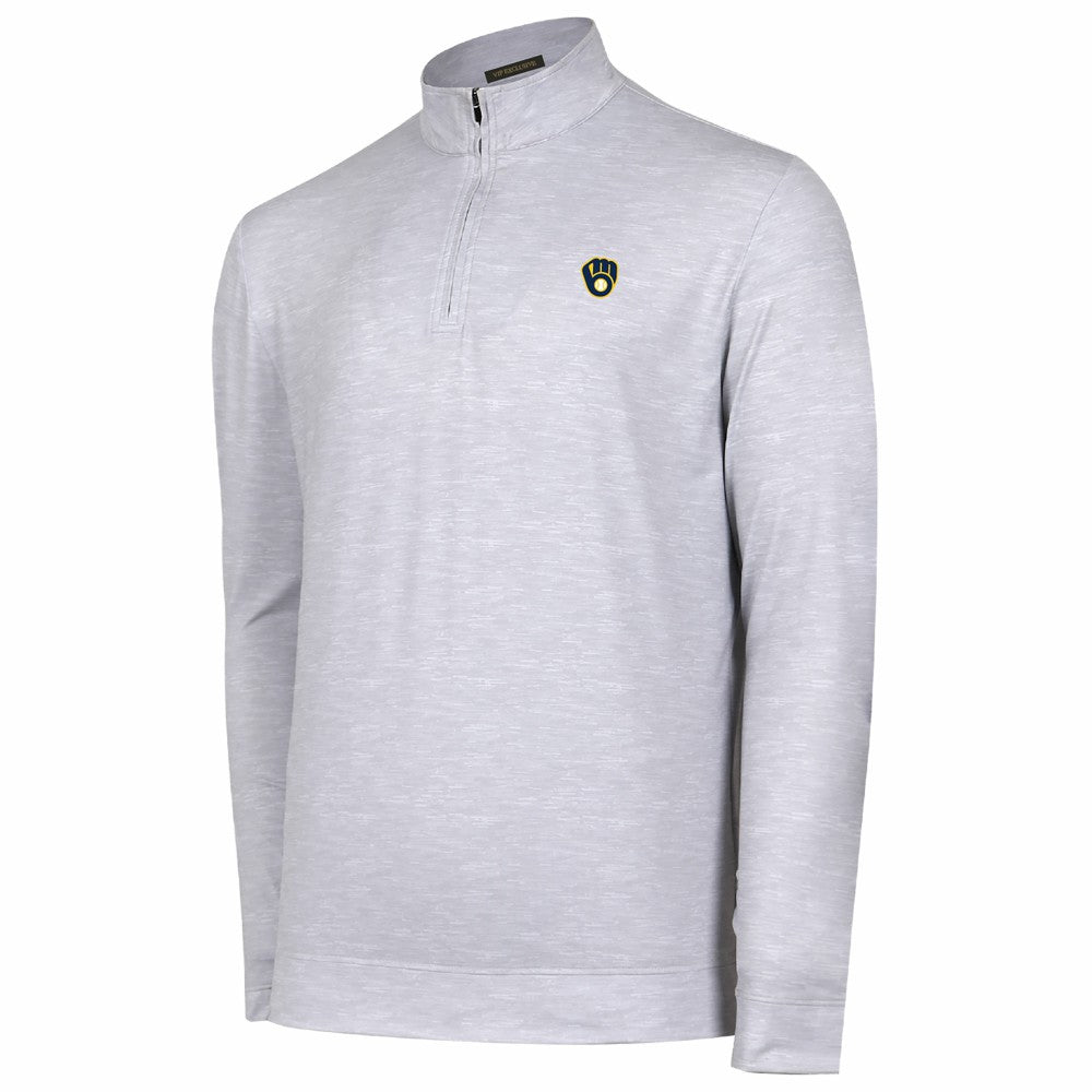 Milwaukee Brewers Sublime Tri-Blend Quarter-Zip Jacket Outlet