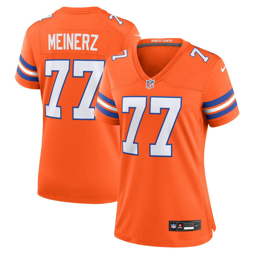 Quinn Meinerz Denver Broncos Women's Mile High Collection 1977 Throwback Player Game Jersey - Orange - Nike