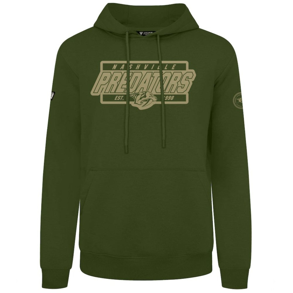 Nashville Predators Levelwear Podium Pullover Hoodie - Olive | NHL Clearance